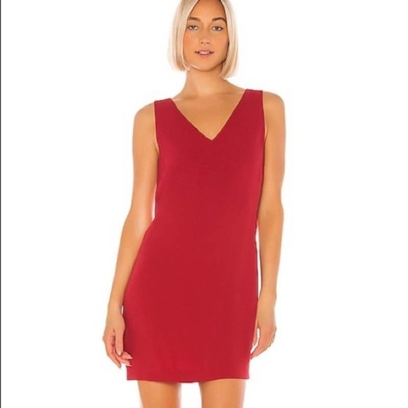 Theory Dresses & Skirts - NWT Theory Rosina Red Crepe V-Neck Shift Dress Size 12